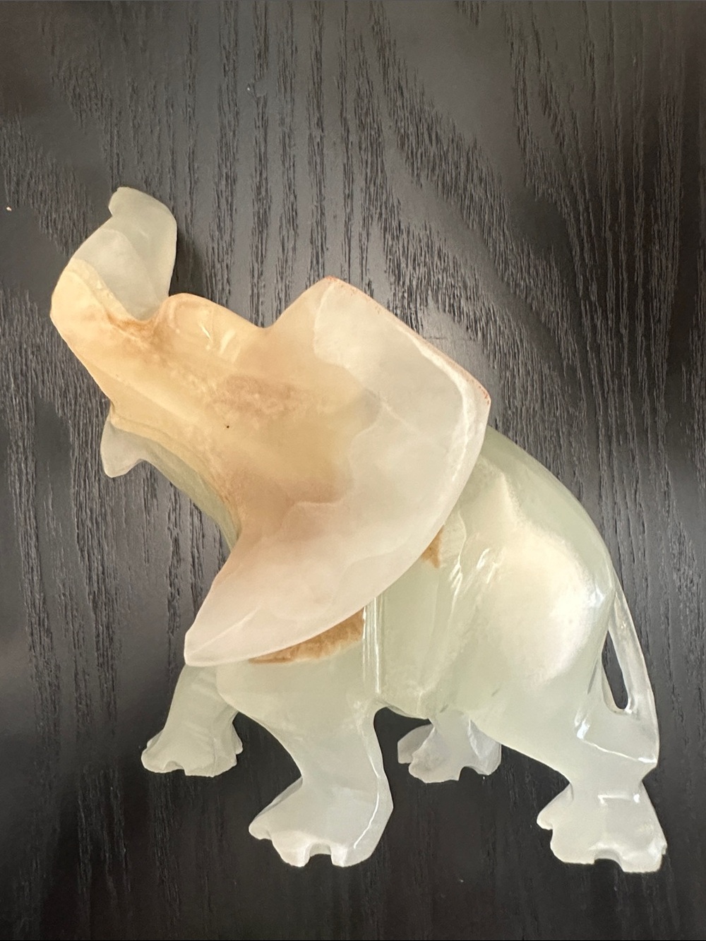 Translucent Elephant Figurine in Cream and Light Brown Onyx